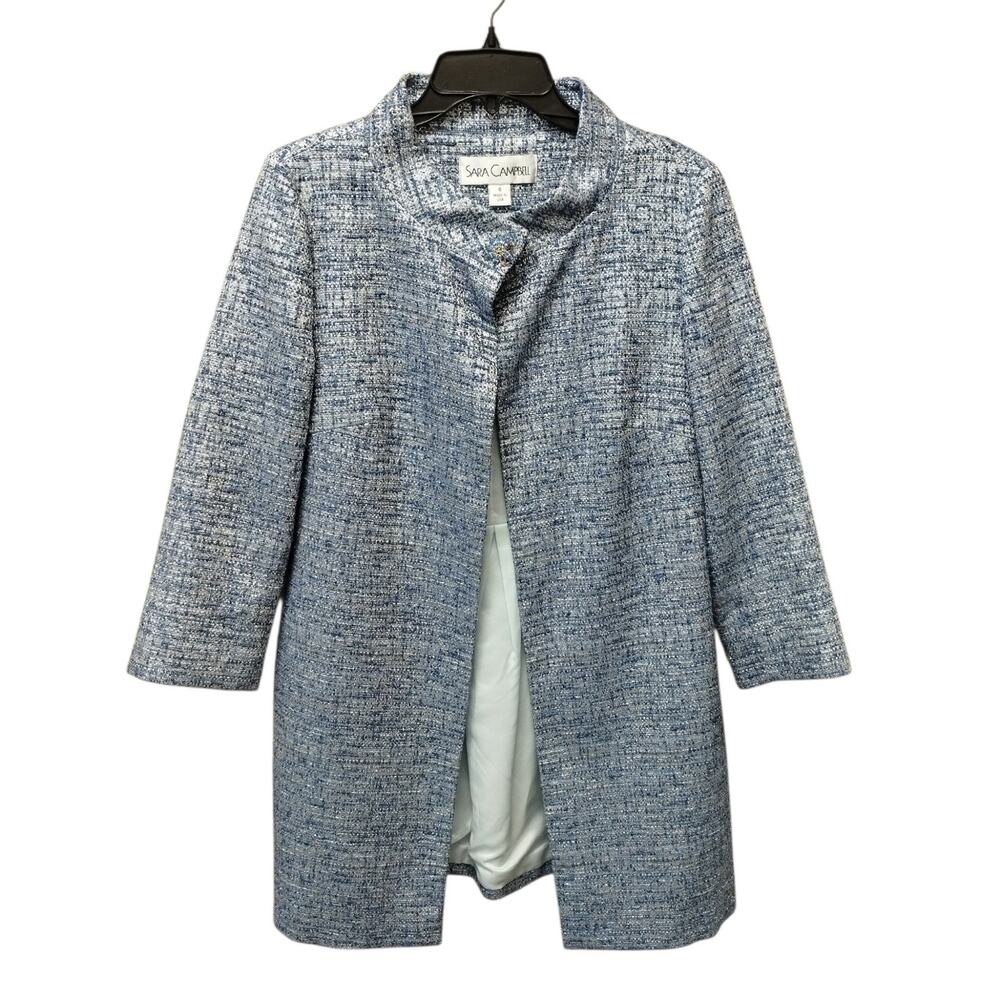 Vintage Sara Campbell Womens Tweed Long Jacket 6 Sophisticated Career Old Money